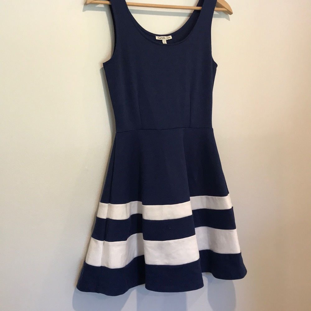 Blue and white dress